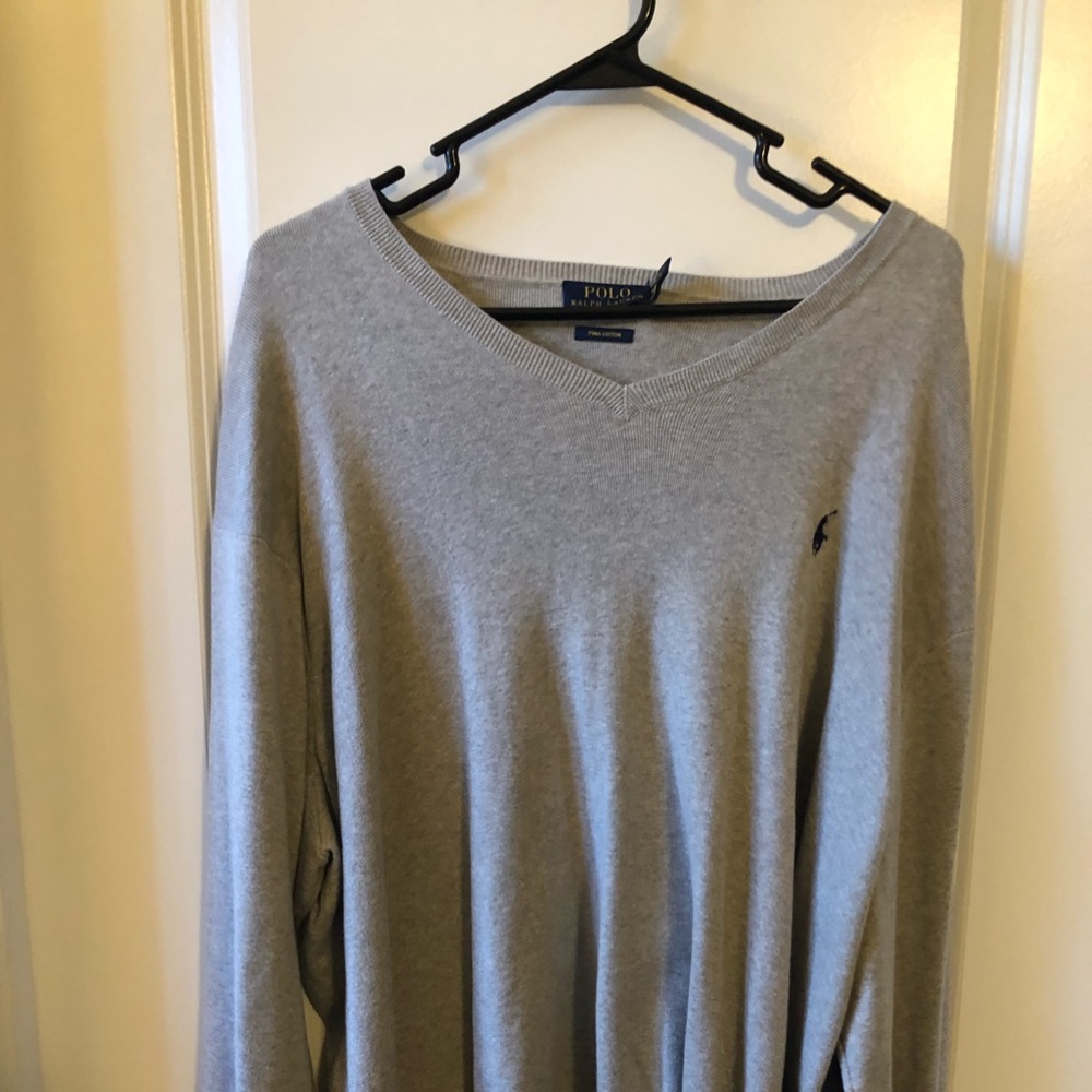 Polo Pima Cotton V Neck Sweater